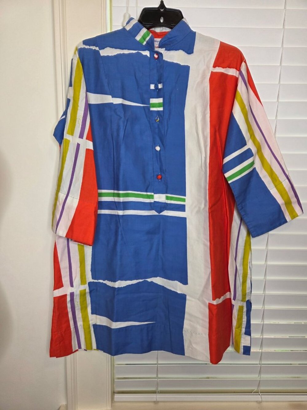 VTG Catherine Ogust Penthouse Gallery Abstract Block Tunic Dress Belt Geometric - Picture 2 of 9